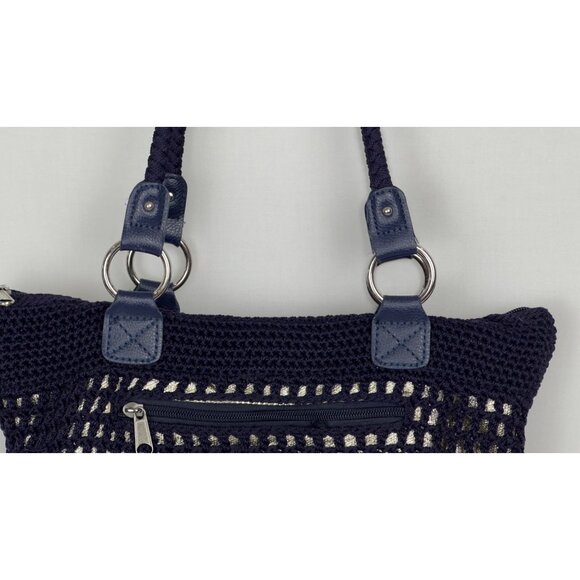 The Sak Navy Crochet Tote Bag With Zipper Pocket & Shoulder Straps - Picture 3 of 16